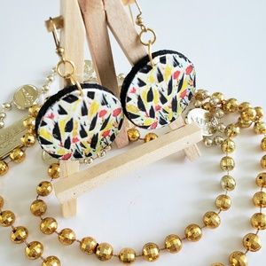 Artist Designed African Dangle Black Red Earrings
